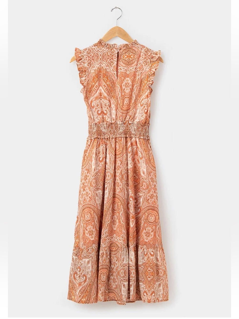 Boho Good Hart Paisley Midi Dress Cottagecore Western Festival Peach M Gypsy - Picture 3 of 8